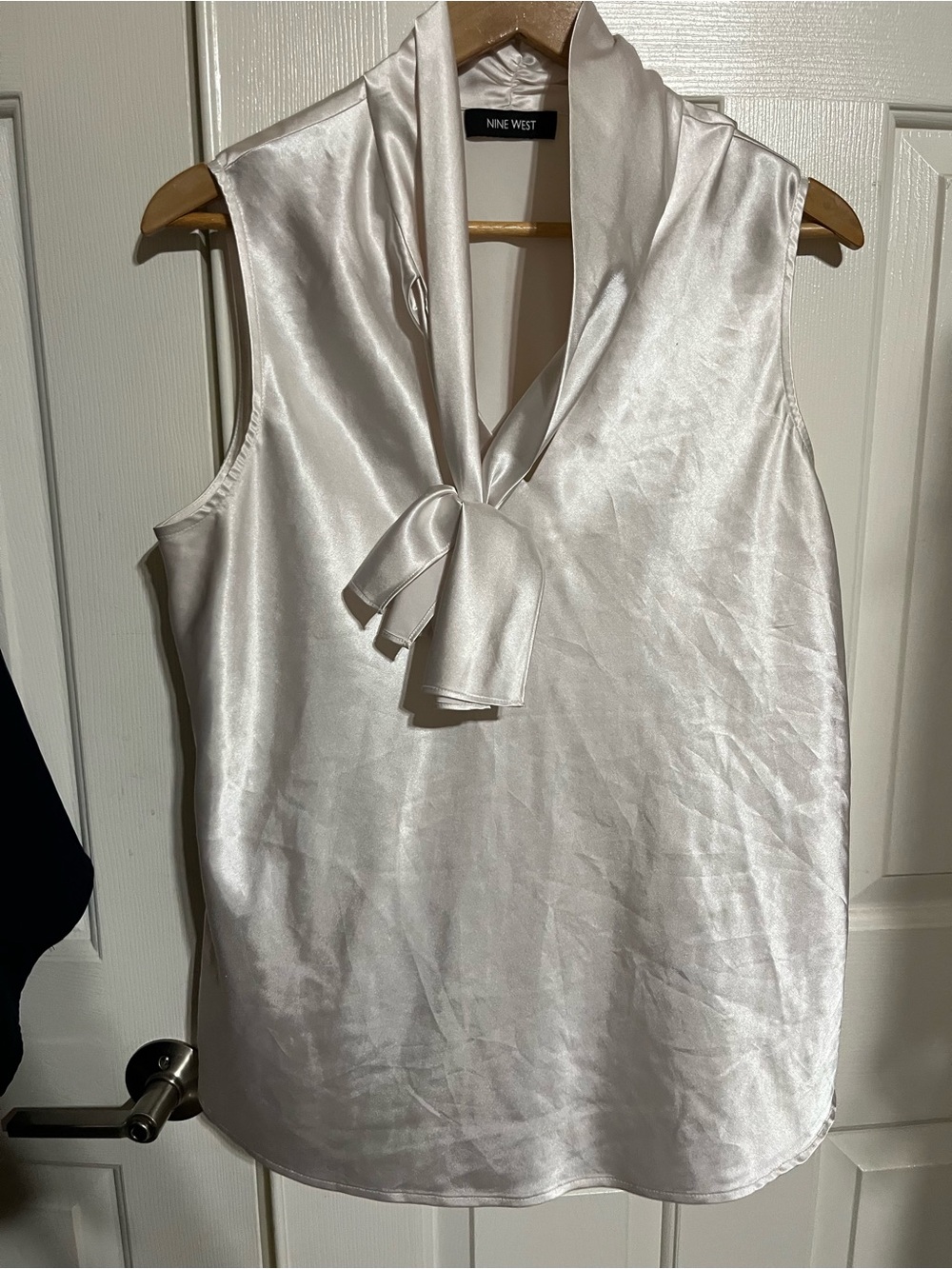 Nine West Ivory Satin Tie-Neck Sleeveless Camisole